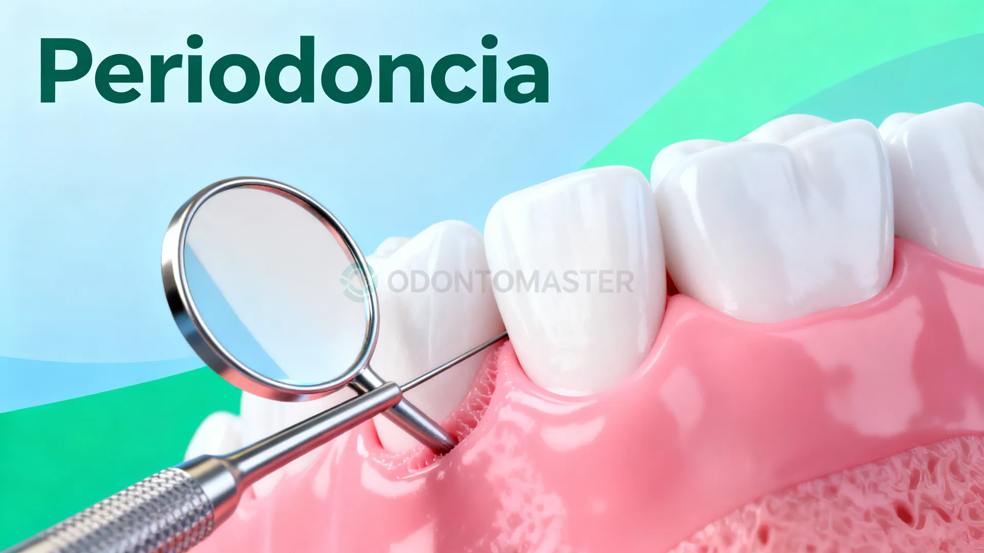 Periodoncia: revisión de encías con espejo y sonda dental